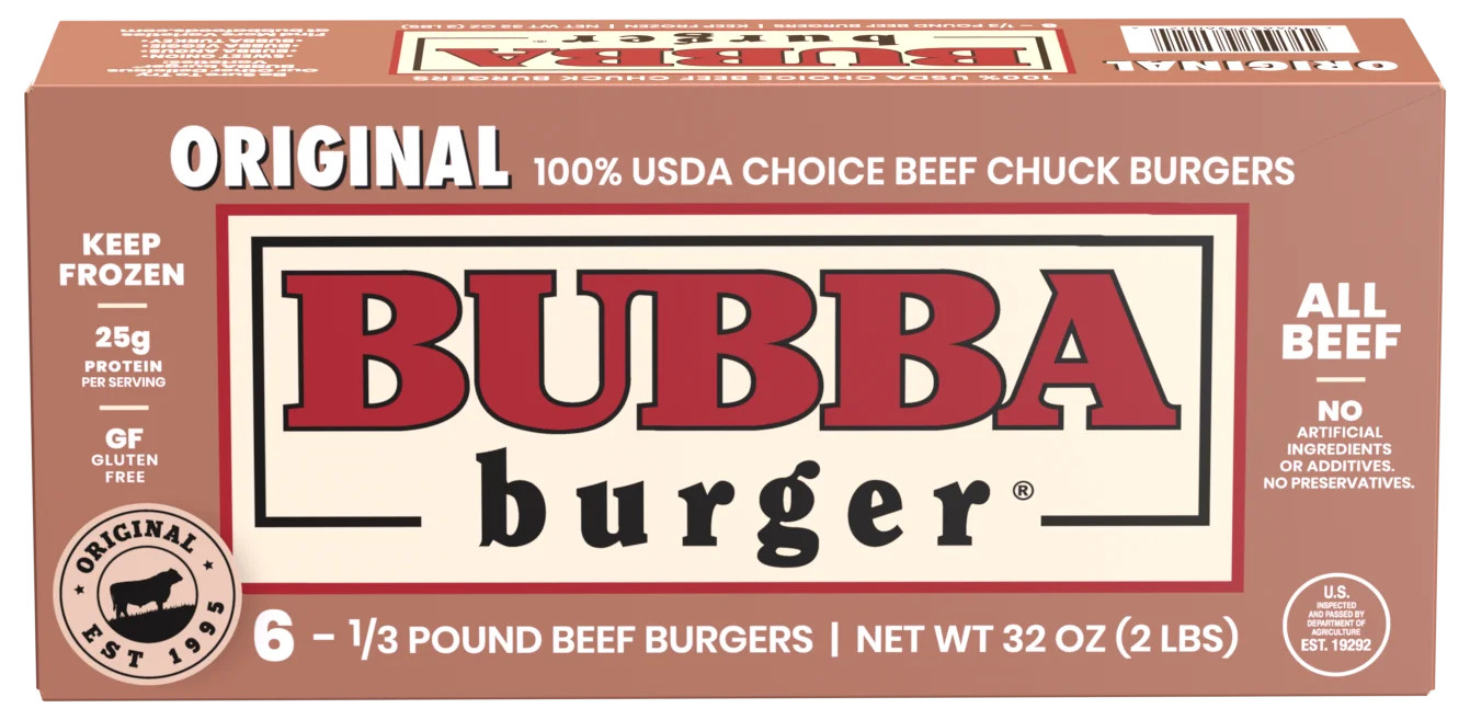 Bubba Burger® Original 100% USDA Choice Chuck Beef, 6 Frozen 1/3 Pound Burgers, 2 lbs Box | Walmart (US)