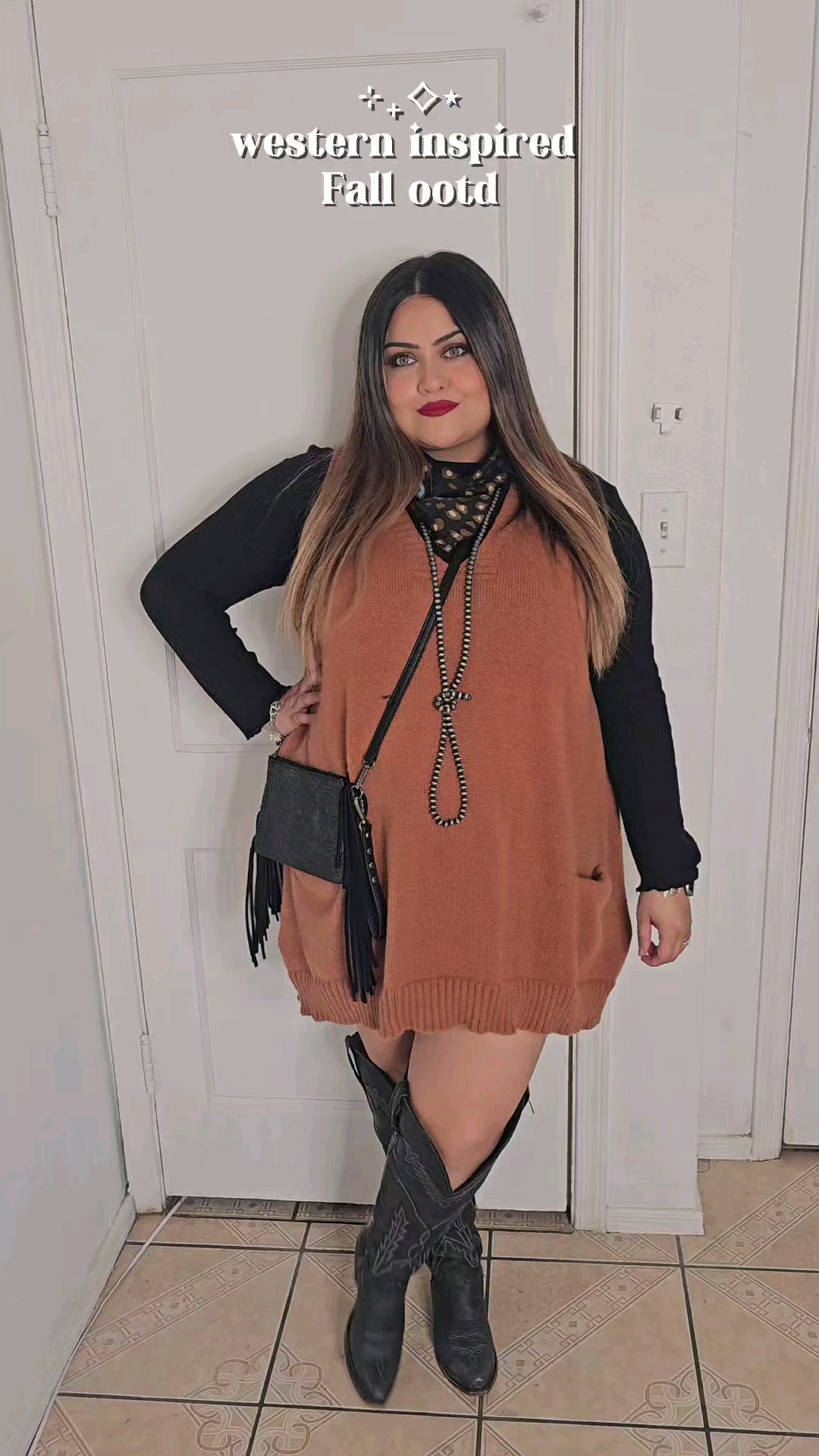 fall fashion time👌🏻 #westernins #westernboots #rockemboots #fallwesternfashion #sweatervest #widecalfboots #vaqueraoutfits 

#LTKPlusSize #LTKMidsize #LTKBeauty