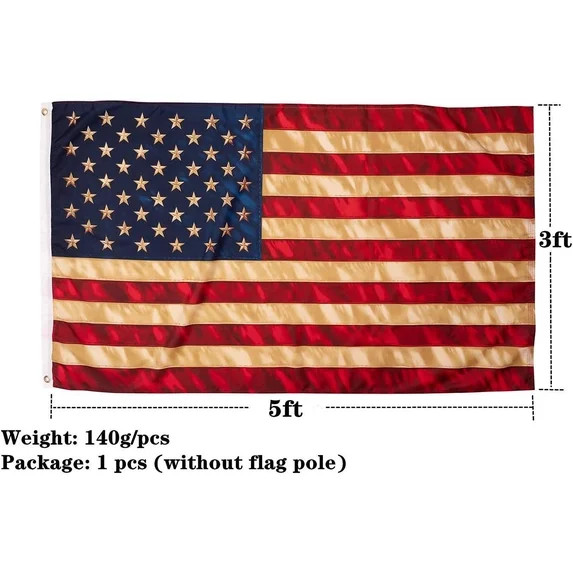 TOPFLAGS 3x5 Vintage American Flag - Tea Stained American Flags 3' x 5' Outdoor Rustic Old Style ... | Walmart (US)