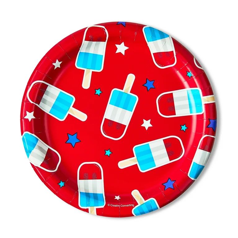 Patriotic Red, White, and Blue Dessert Paper Plates 7" with Popsicles, 8 Count, by Way To Celebra... | Walmart (US)