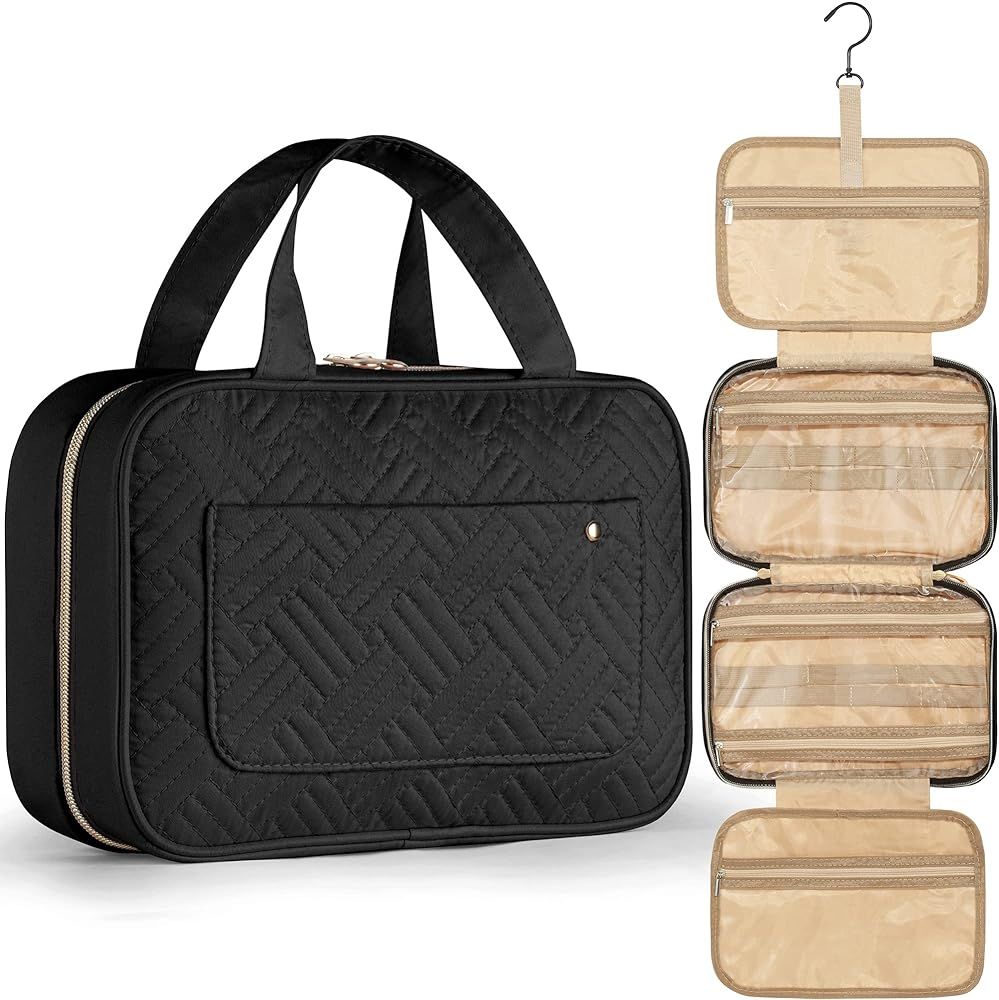 Zoe Deco Makeup Travel Bag for Women (Black), Foldable & Water-Resistant Toiletry Bag w/Hanging H... | Amazon (UK)