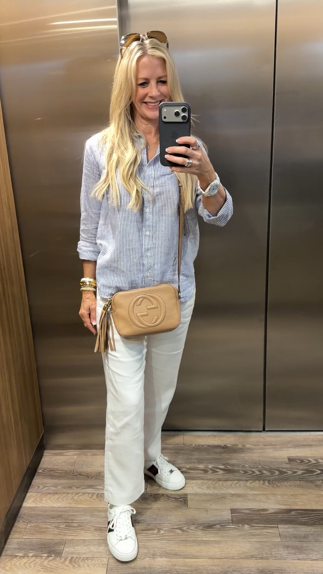 OOTD - Casual French Riviera travel day.  Wearing linen here is so on point 😊💙🤍🇫🇷☀️

#LTKootd #LTKOver40 #LTKTravel