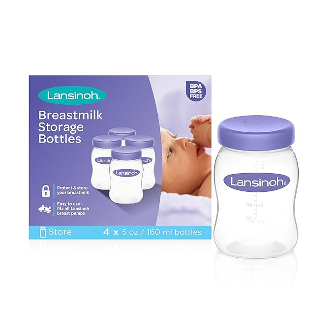 Lansinoh Breastmilk Storage Breast Pump Bottles, 4 Count | Amazon (US)
