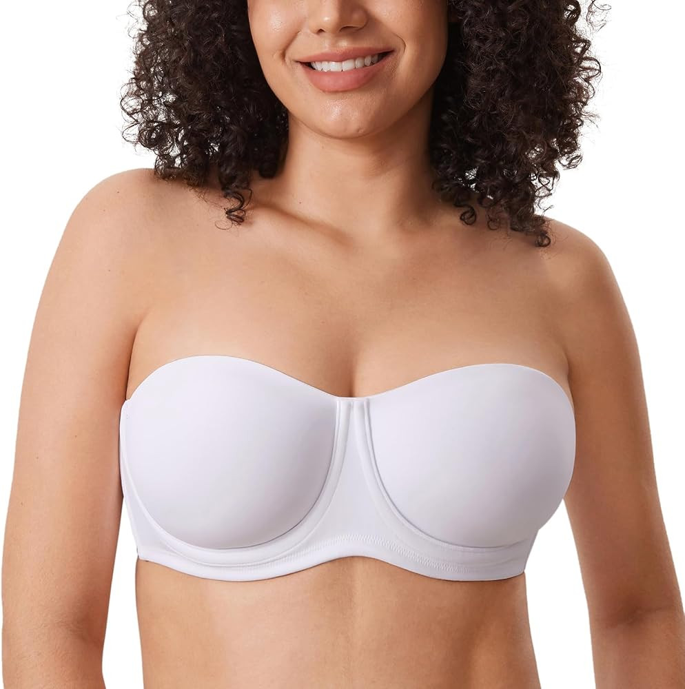 DELIMIRA Confishape Strapless Bras for Women - Full Coverage Plus Size Bandeau Underwire Unlined ... | Amazon (US)