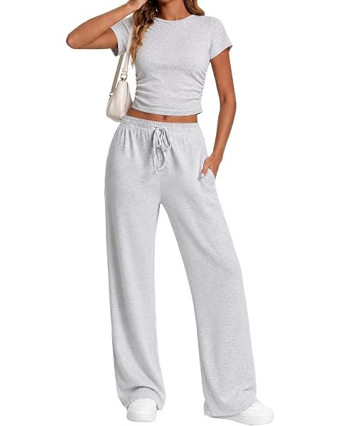 Darong Womens 2 Piece Matching Outfits Short Sleeve Summer Lounge Set | Amazon (US)