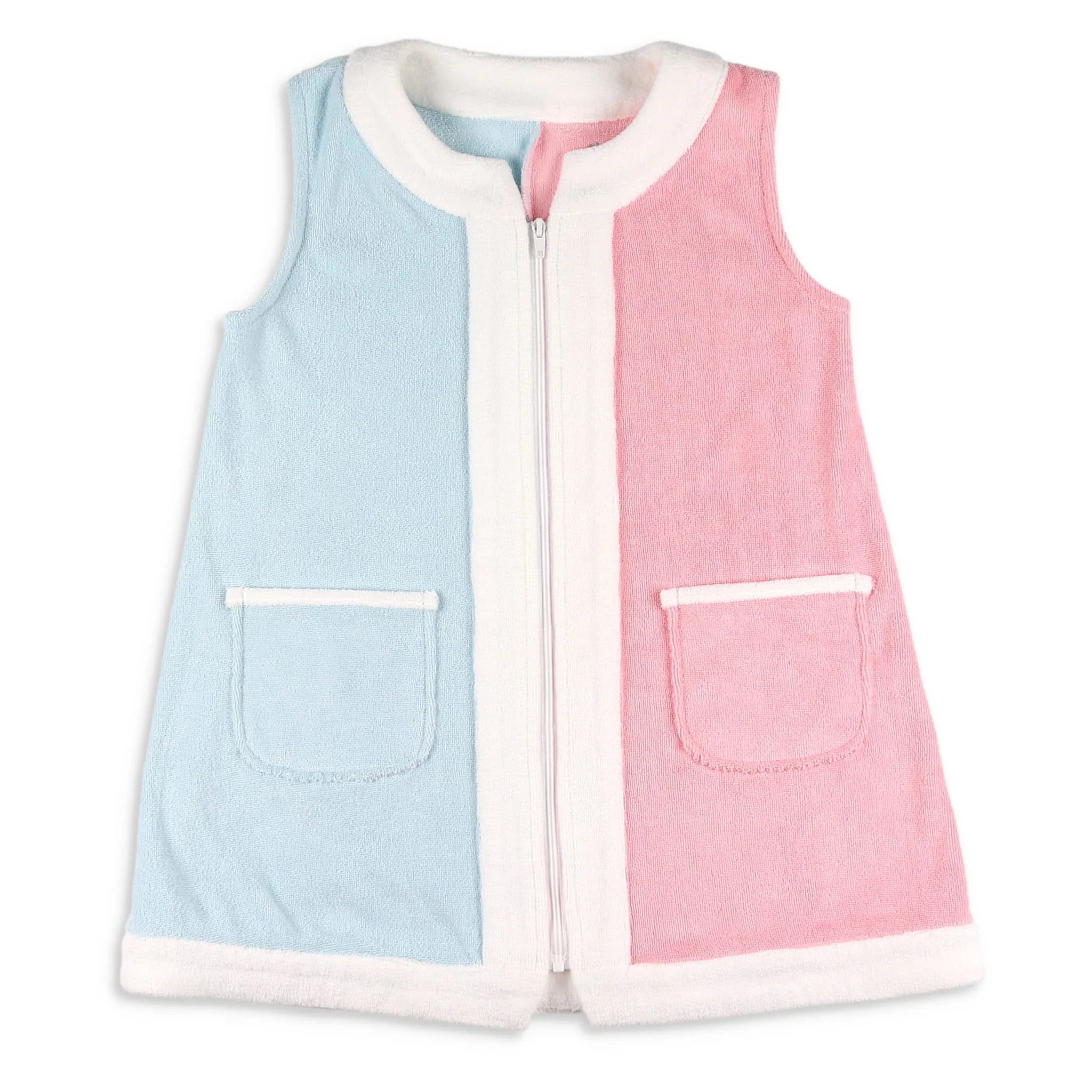 Girls Zipper Coverup - Colorblock Terry - Shrimp and Grits Kids | Shrimp and Grits Kids