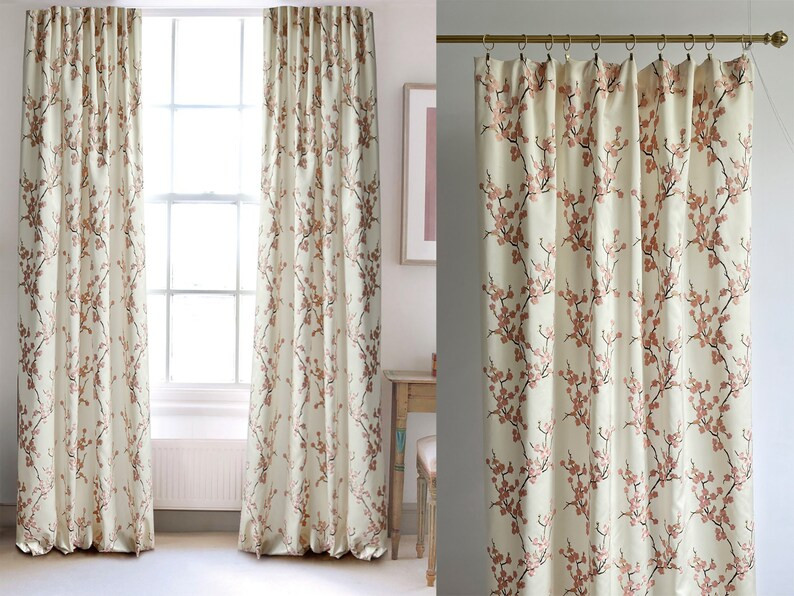 Pink Embroidered Floral Curtains Rayon Curtains Floral - Etsy | Etsy (US)