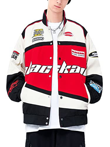 Aelfric Eden Blackair Men's Varsity Jackets Womens Bomber Jackets Vintage Motorcycle Racer Jacket | Amazon (US)