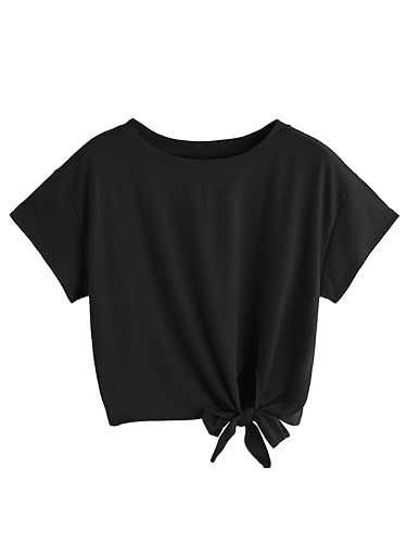 SweatyRocks Women's Loose Short Sleeve Summer Crop T-Shirt Tops Blouse | Amazon (US)