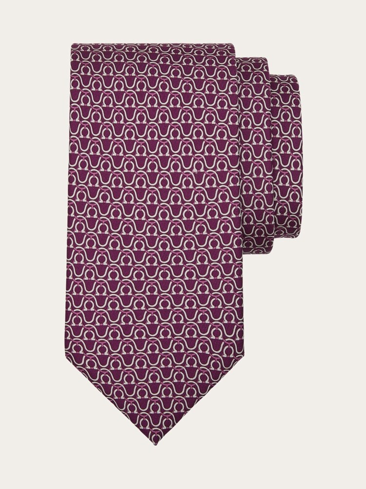 Gancini print silk tie | Ferragamo