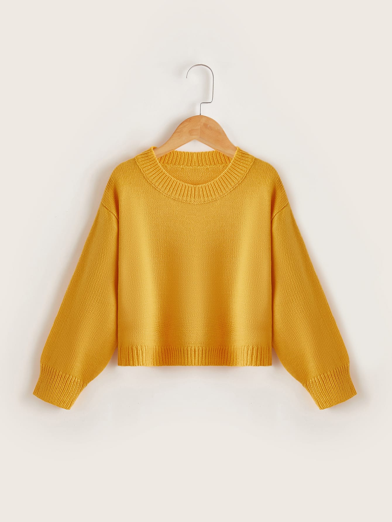 Girls Round Neck Solid Sweater | SHEIN