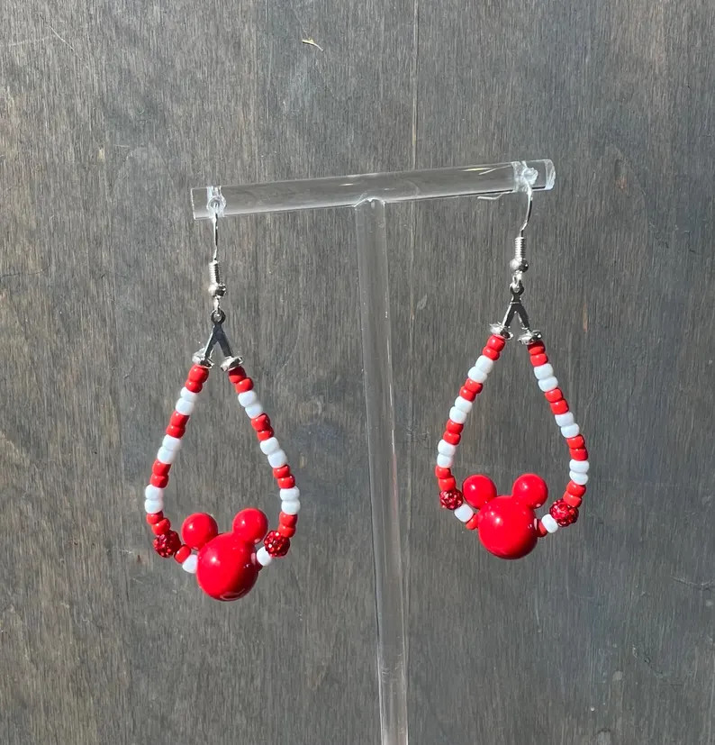Candy Cane Earrings, Christmas Earrings, Disney Christmas Earrings, Red and White Earrings, Beade... | Etsy (US)