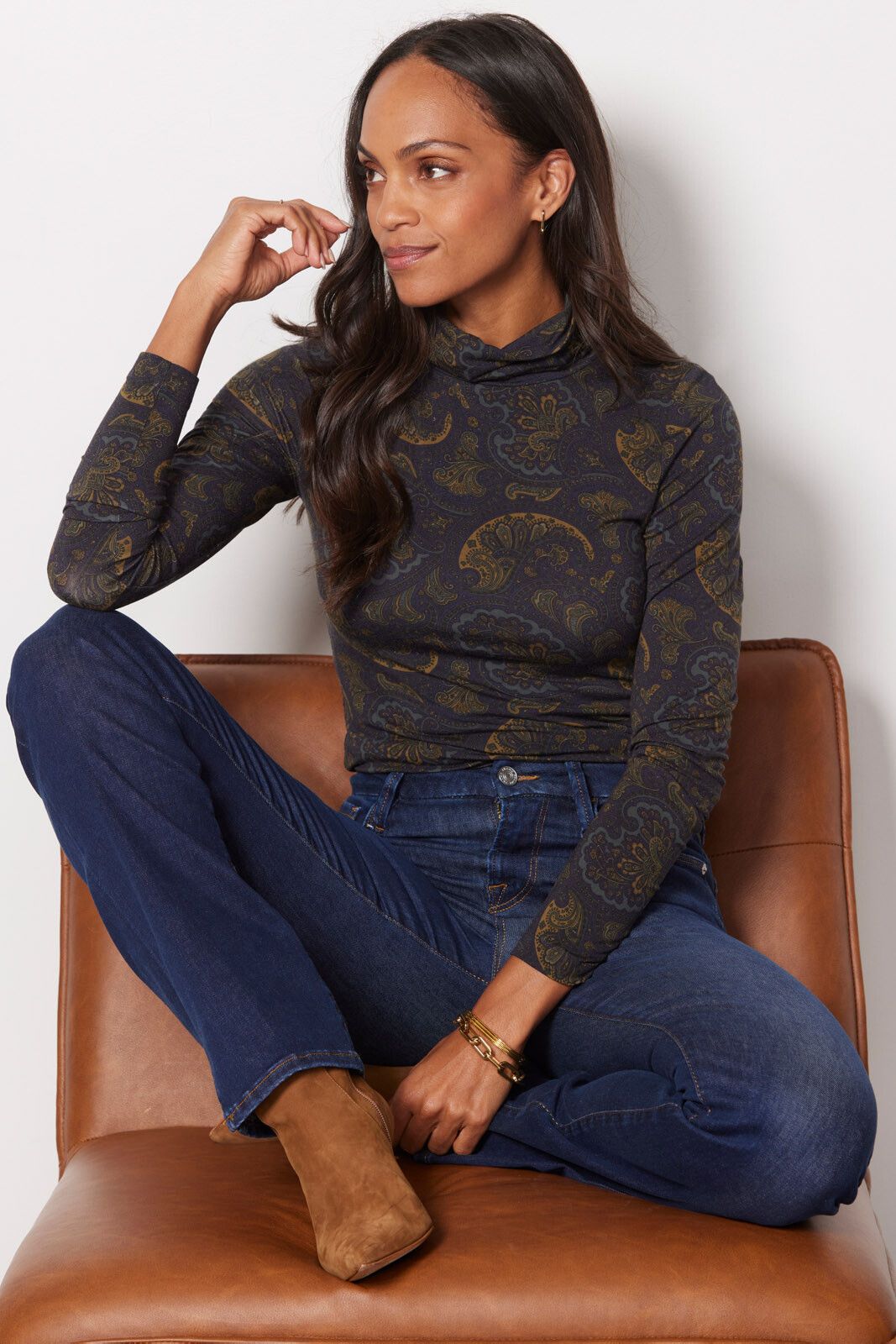 Cosmo Paisley Turtleneck | EVEREVE