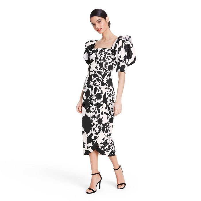 Floral Puff Sleeve Faux Wrap Dress - Christopher John Rogers for Target Black/White | Target