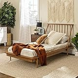 Walker Edison Mid Century Modern Solid Wood Spindle Platform Bed Headboard Footboard Bed Frame Bedro | Amazon (US)