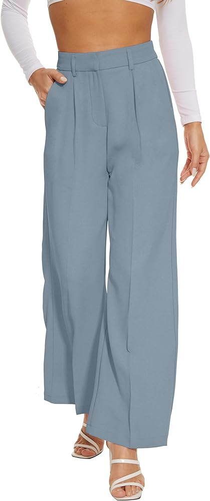 FUNYYZO Women Suit Pants Wide Leg Pants High Elastic Waisted in The Back Business Work Trousers L... | Amazon (US)