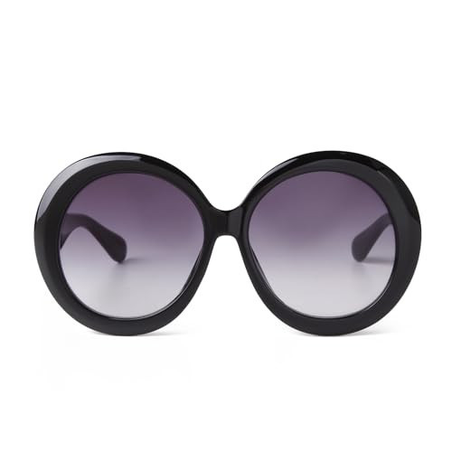 ADE WU Oversized Round Sunglasses for Women Vintage 60s 70s Big Frame Shades UV 400 Protection Sun Glasses Trendy Black/Gradient Lenses | Amazon (US)