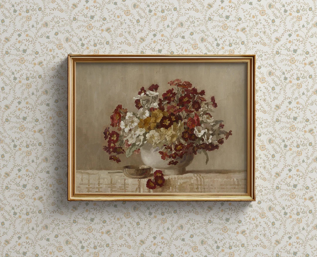 Vintage Victorian Decor Botanical Wall Art Floral Bouquet Oil Painting Print Grandmillennial Aest... | Etsy (US)