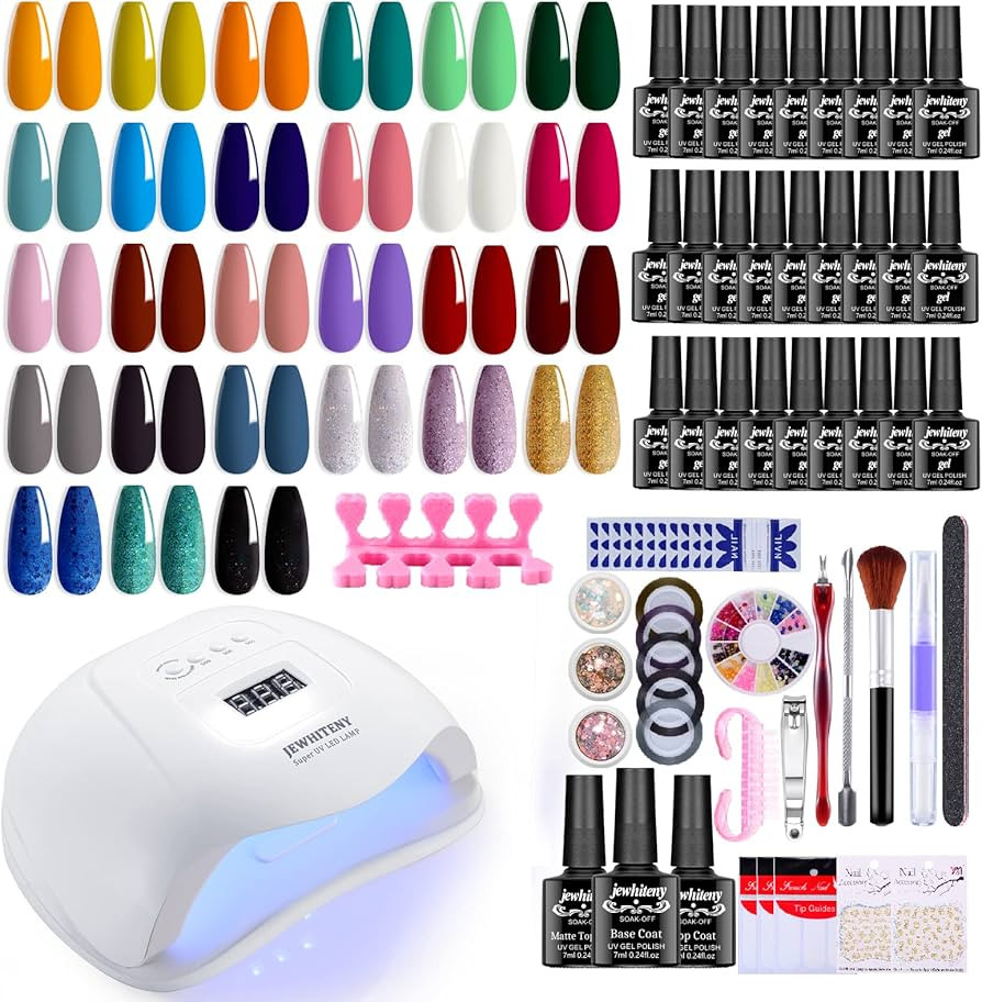 JEWHITENY 27 Colors Gel Nail Polish Kit with U V Light, 120W UV LED Nail Dryer Lamp Curing Gel Na... | Amazon (US)