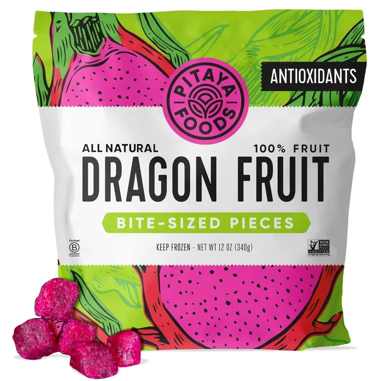 Pitaya Foods Frozen Dragon Fruit Pieces, Non-GMO Exotic Frozen Fruit For Smoothies, 12 oz. Bag | Walmart (US)