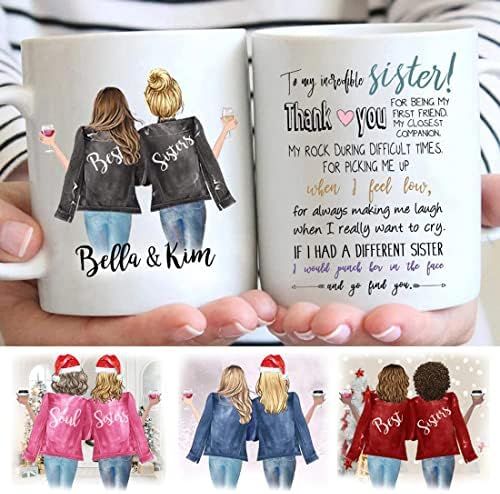 Custom Sister Mug from Sister, Sister Coffee Mug with Names, Personalized Sisters Cups, Christmas... | Amazon (US)