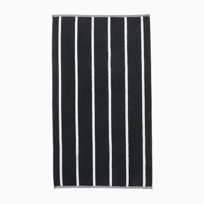 Woven Stripe Beach/Pool Towel - Black | West Elm (US)
