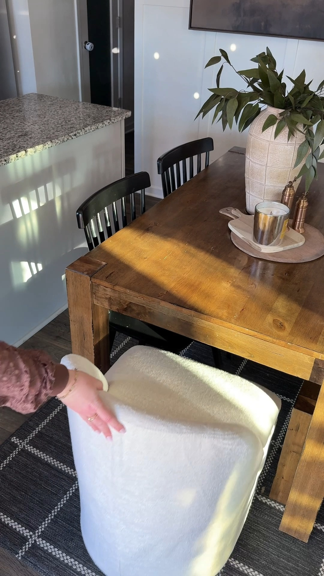 Mixing up the breakfast table seating with these chenille slipcovered dining chairs! Removable covers, perfect for a smaller dining space and easy to move wheels!
Budget friendly dining room, breakfast nook, solid wood dining table, dining room seating, dining chairs, dining room decor

#LTKSaleAlert #LTKFindsUnder100 #LTKHome