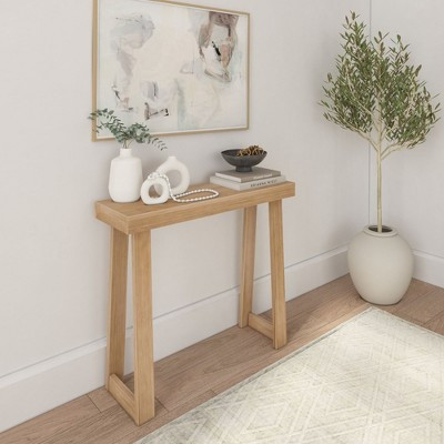 Plank+Beam 36” Solid Wood Console Table, Classic Farmhouse Style Sofa Table, Narrow Entryway Table for Hallway, Blonde | Target
