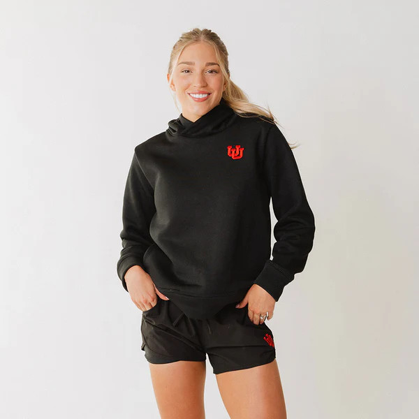 Utah Embroidered Dorm Hoodie, Black UU | Albion Fit