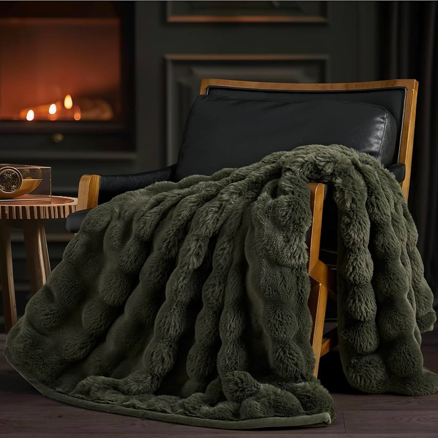 EverGrace Ultra Soft Luxury Fluffy Faux Rabbit Fur Throw Blanket, Thick Warm Bubble Throw for Bed... | Amazon (US)
