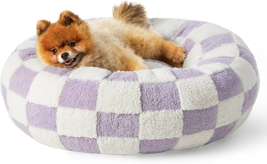 Lesure Donut Small Dog Bed - Round Cat Beds for Indoor Cats Calming Pet Beds, Cute Modern Beds wi... | Amazon (US)