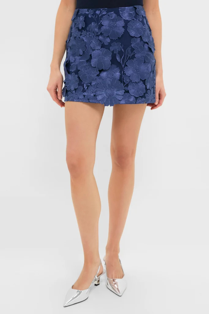 Navy 3D Floral Tate Mini Skirt | Tuckernuck (US)