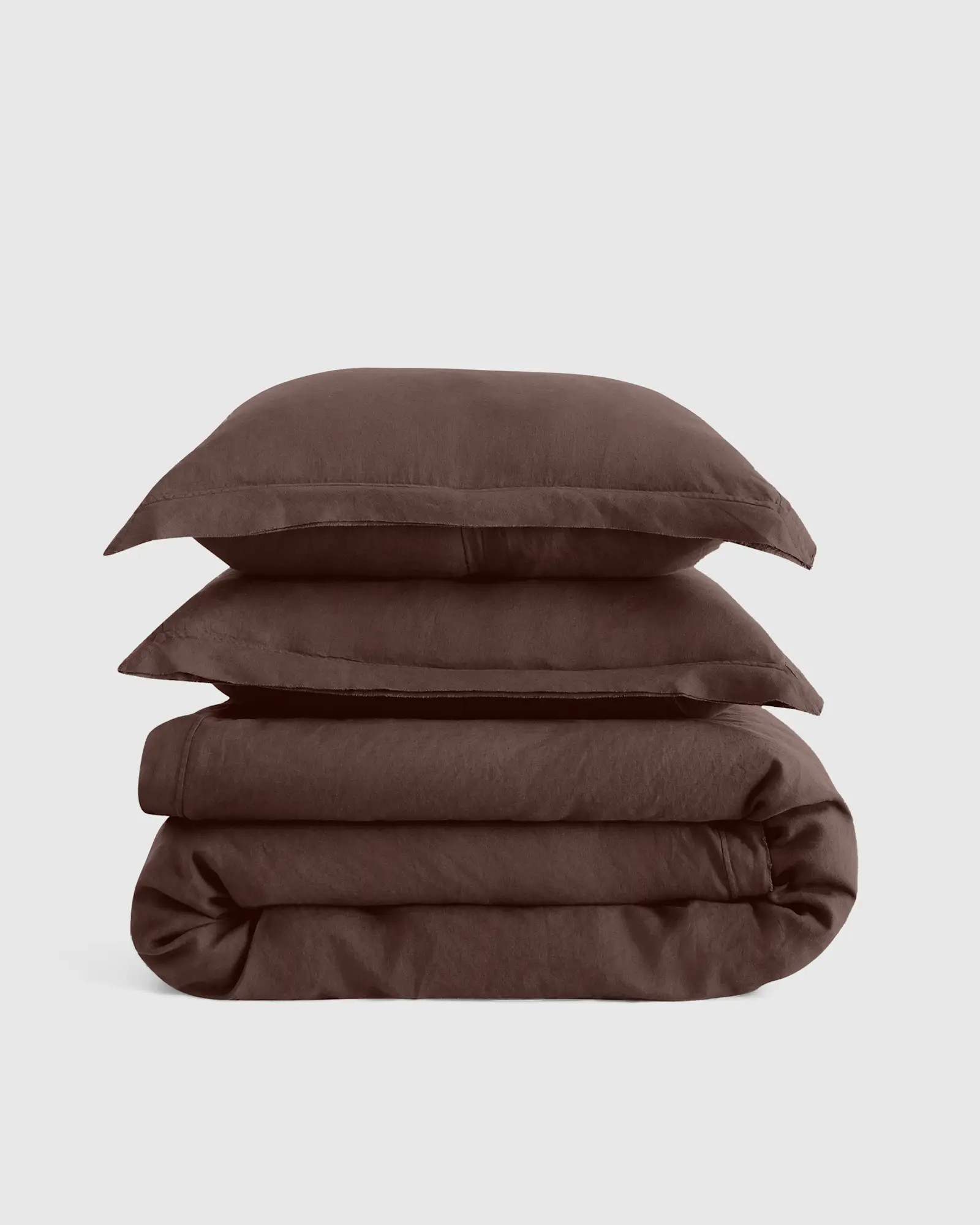 European Linen Double Flange Duvet Cover Set in Espresso | Quince