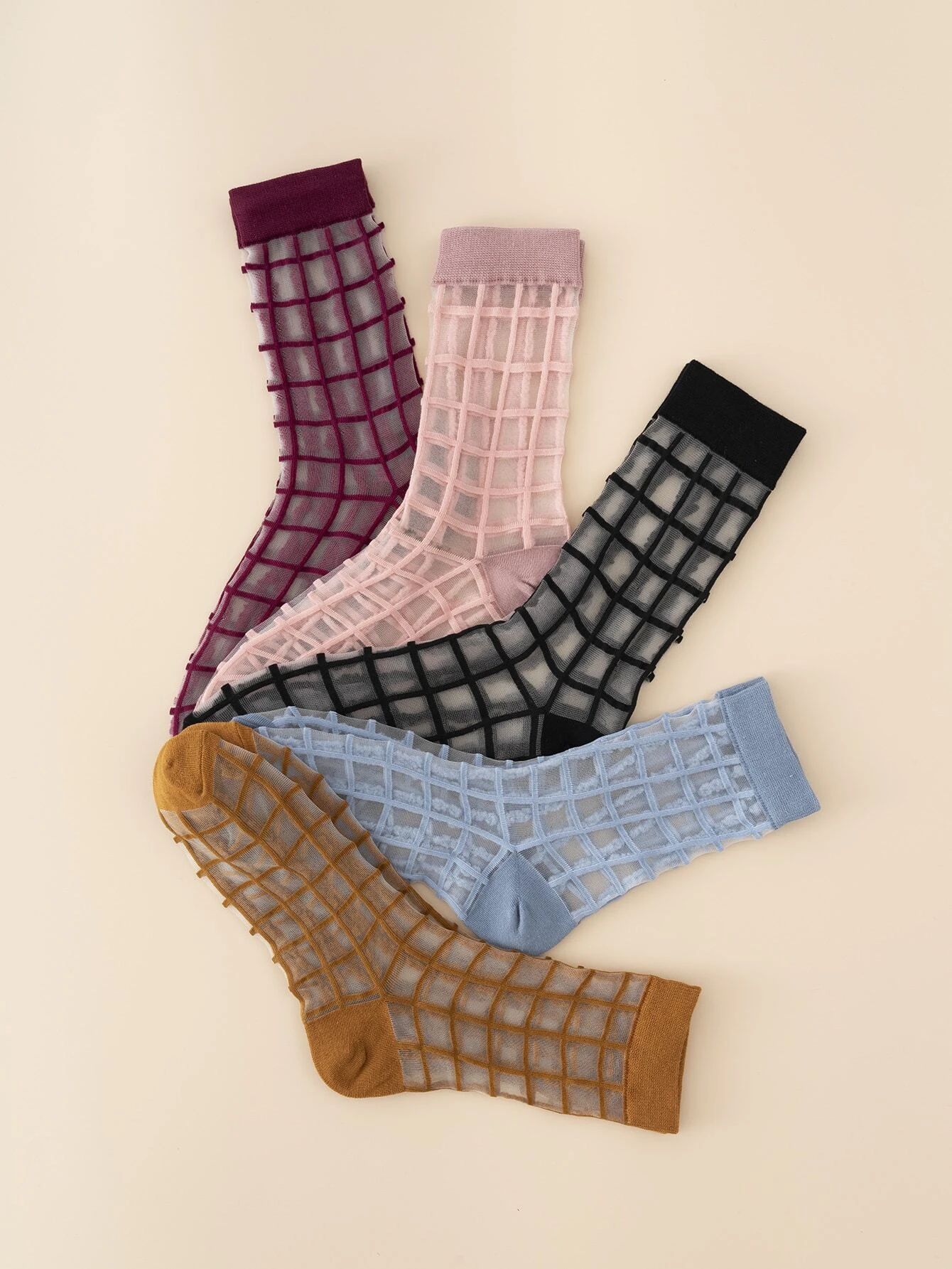 5pairs Plaid Print Crew Socks | SHEIN