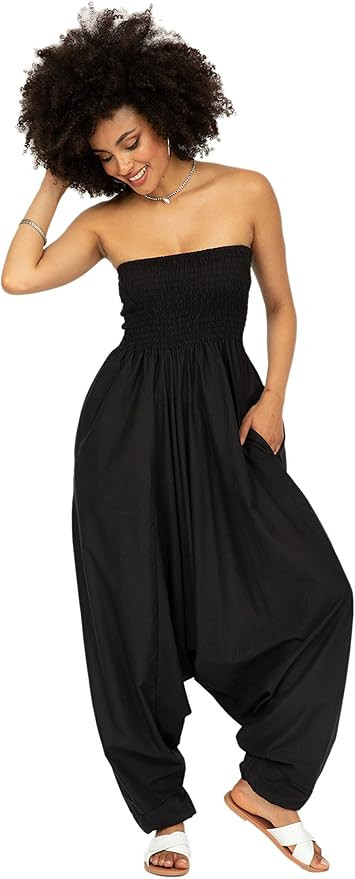 likemary Harem Jumpsuits for Women & Cotton Harem Pants - Maxi Womens Romper - Strapless Jumpsuit | Amazon (US)