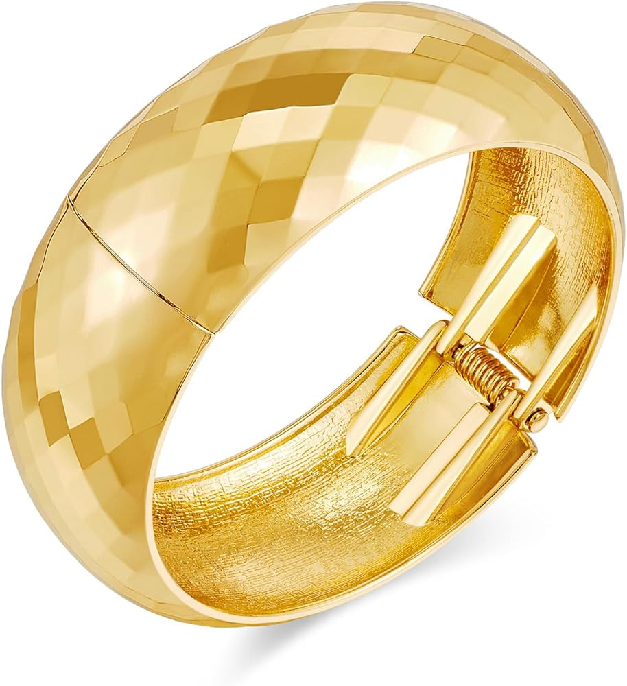 Chunky Gold Cuff Bracelets for Women Wide Gold Bangle Bracelet Hammered Open Wrist Cuff Bracelet ... | Amazon (US)