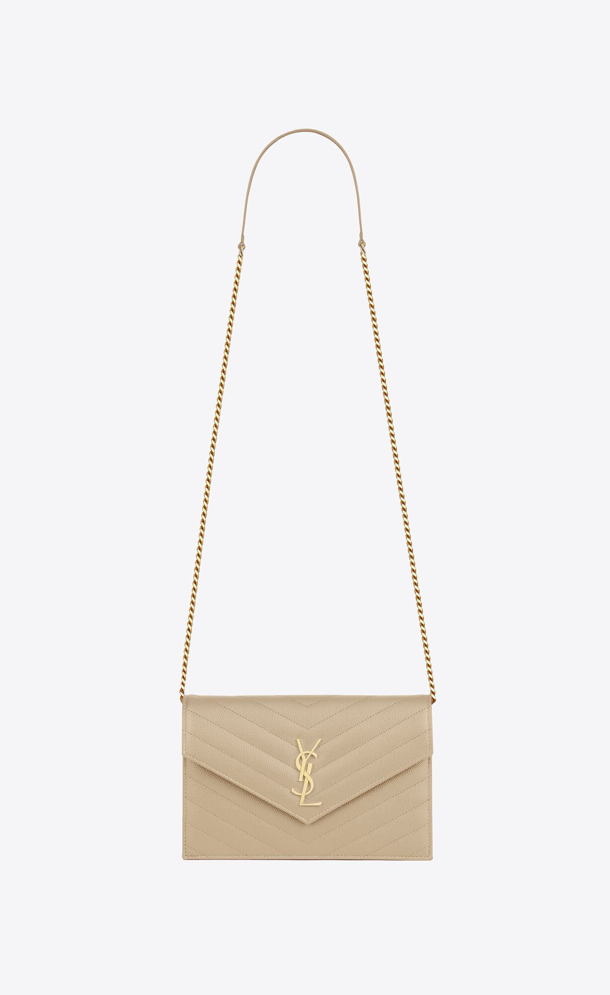 envelope chain wallet in grain de poudre embossed leather | Saint Laurent Inc. (Global)