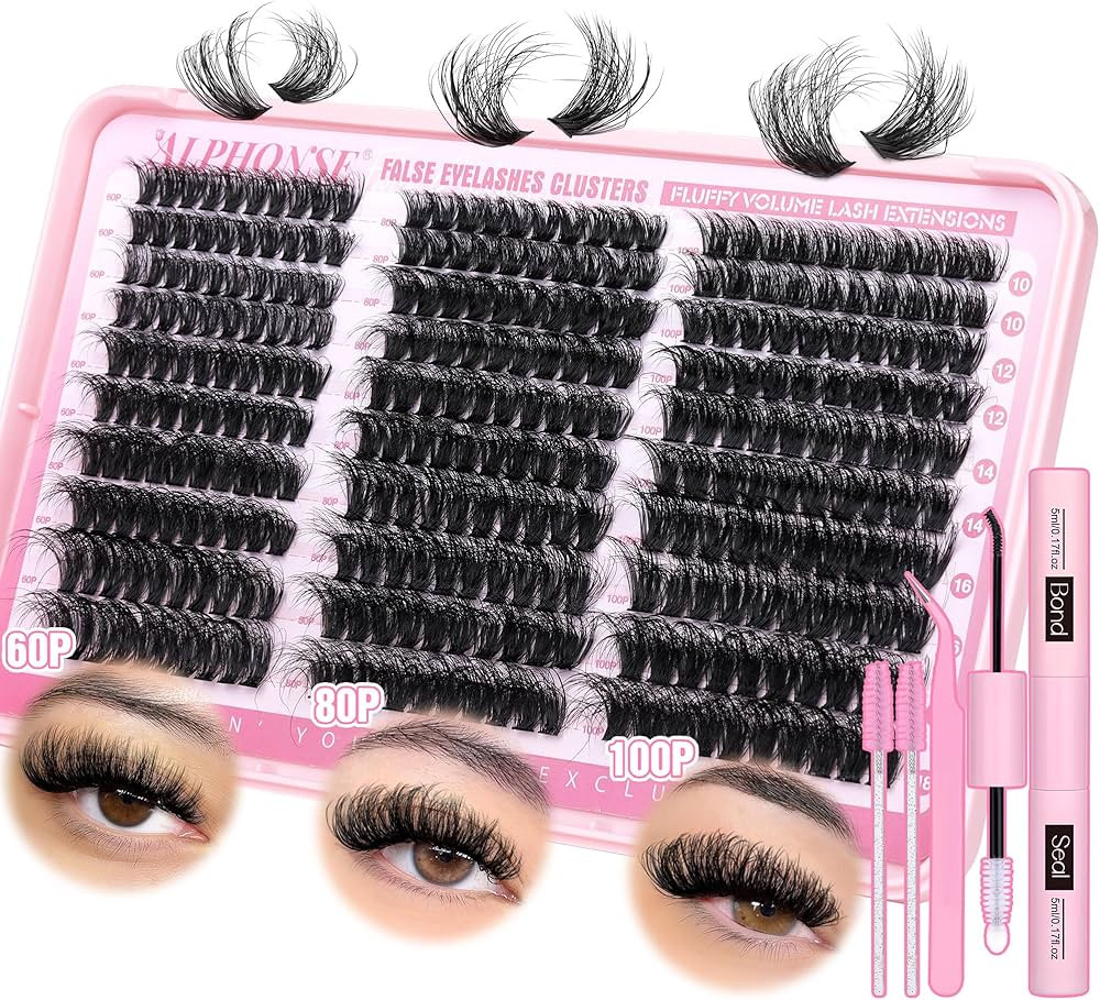 Fluffy Lash Clusters Kit 300pcs DIY Lash Extension Kit 60D+80D+100D Individual Lashes D Curl 10-1... | Amazon (US)