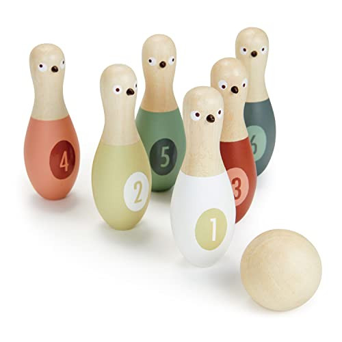 Tender Leaf Toys - Birdie Skittles - Kids Bowling Set - 6 Solid Wood Bowling Pins, Ball and Storage Bag - Fun Physical Learning for Toddler - Develop Hand-Eye Coordination and Numeracy Skills - Age 3+ | Amazon (US)