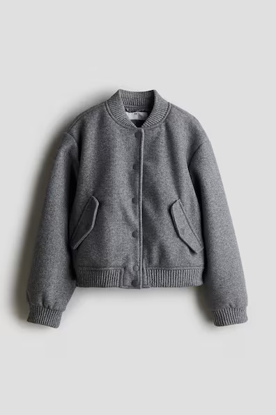 H & M - Felted Bomber Jacket - Gray | H&M (US + CA)