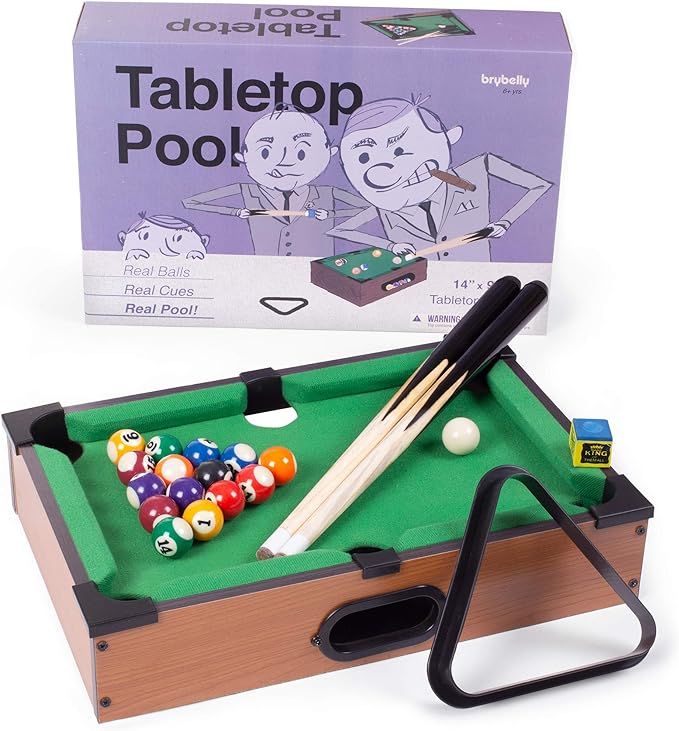 Tabletop Pool, Mini Pool Table & Billiard Set | Small Billiards Game with 16 Resin Balls, 2 Pool ... | Amazon (US)
