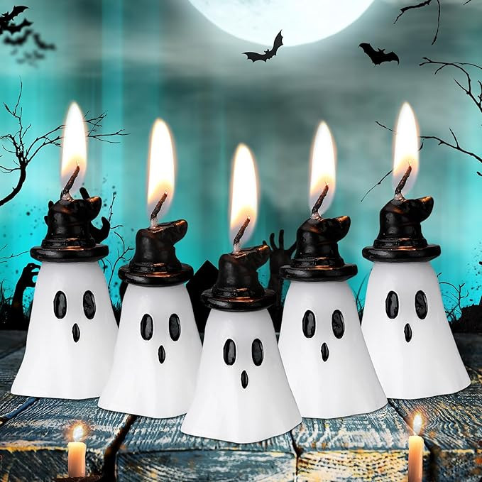 10 Pieces Halloween Ghost Candles Burning Candles Soy Wax Halloween Witch Hat Decor Candles for H... | Amazon (US)