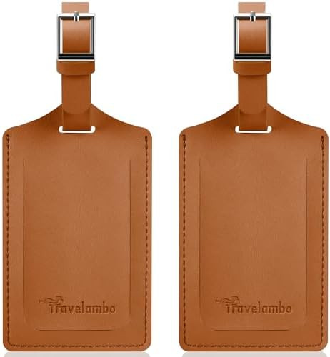 Travelambo Luggage Tags for Suitcases Faux Leather Privacy Protection 2 Pack Bag Tags Travel Acce... | Amazon (US)