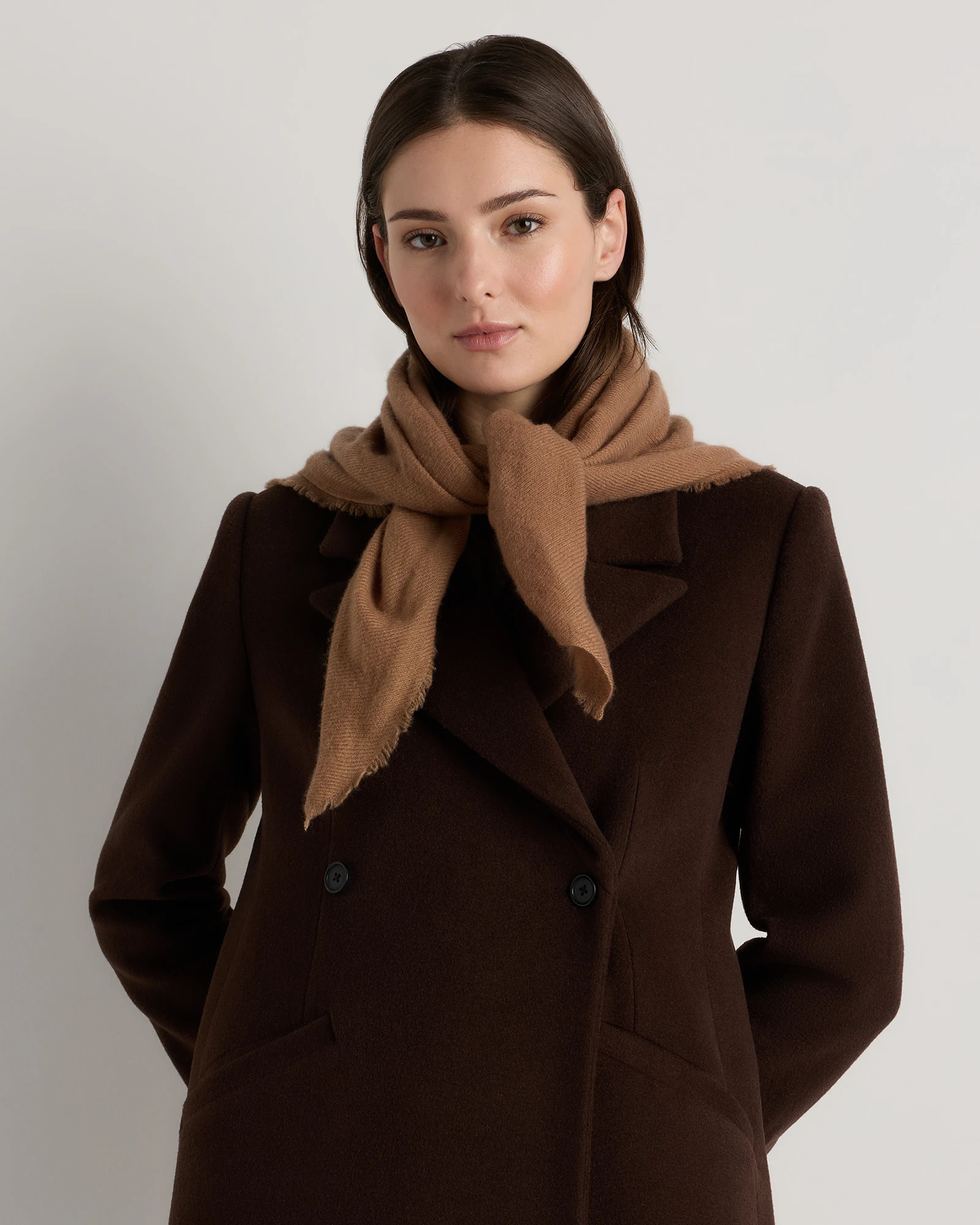 Quince | Women's Mongolian Cashmere Square Scarf in Light Heather Grey | Quince