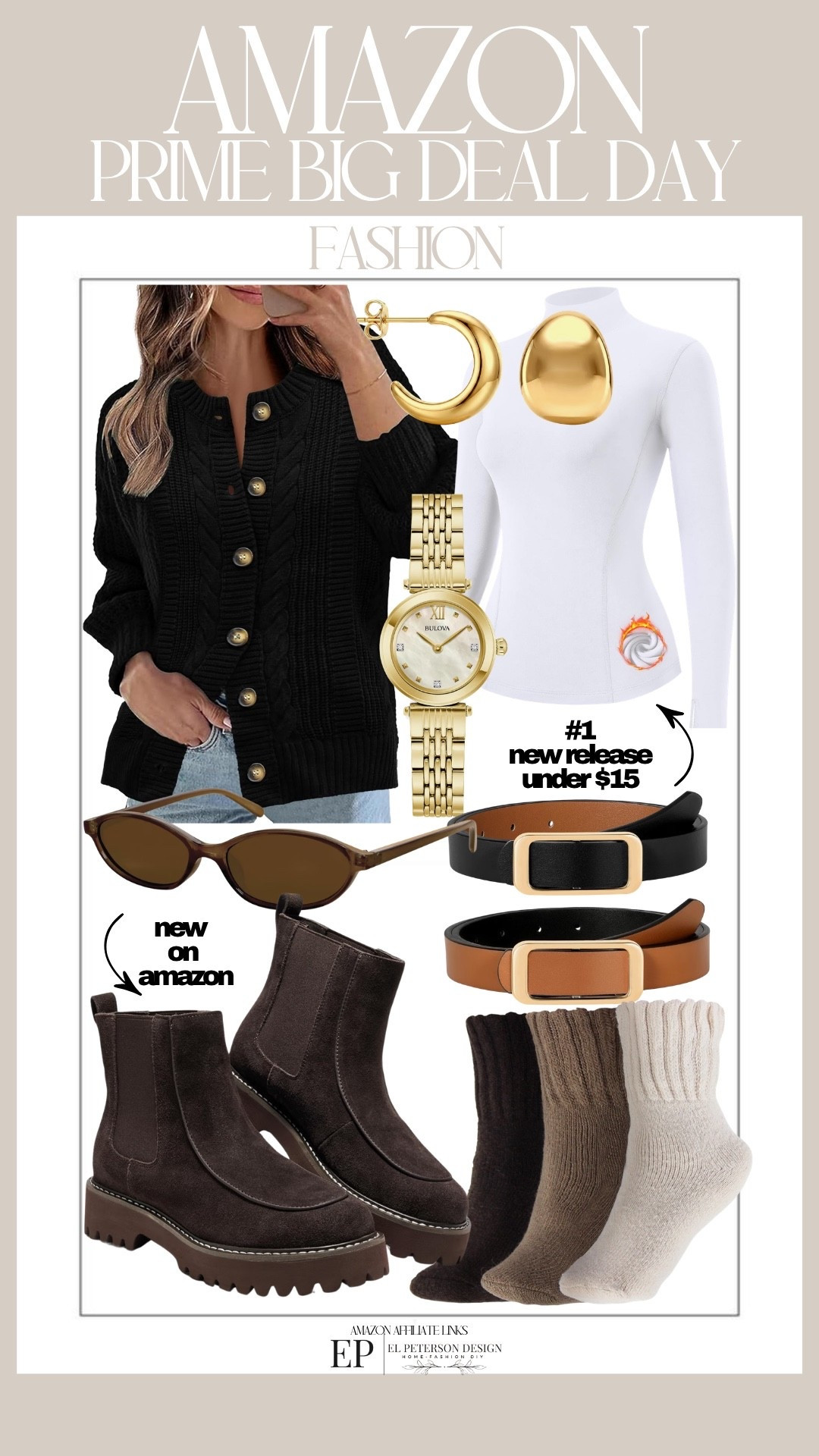 Amazon
Prime Big Deal Days
Cardigan
Socks
Chelsea boots
Top
Belt
Sunglasses