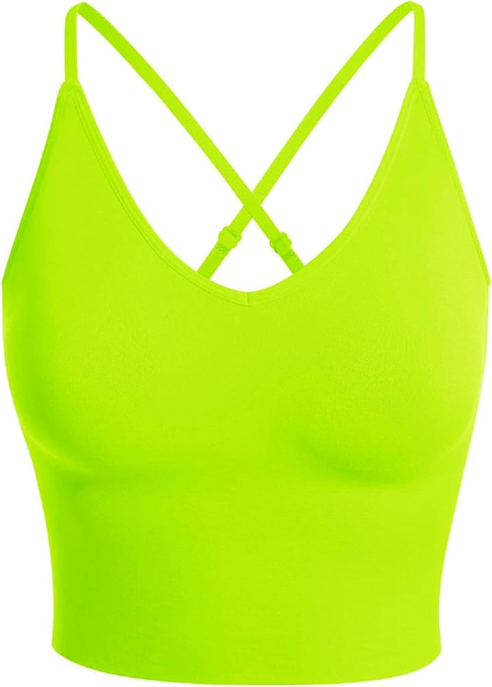 Design by Olivia Women's Casual Seamless Padded Workout Sports Bra Cami Cropped Yoga Tank Top wit... | Amazon (US)