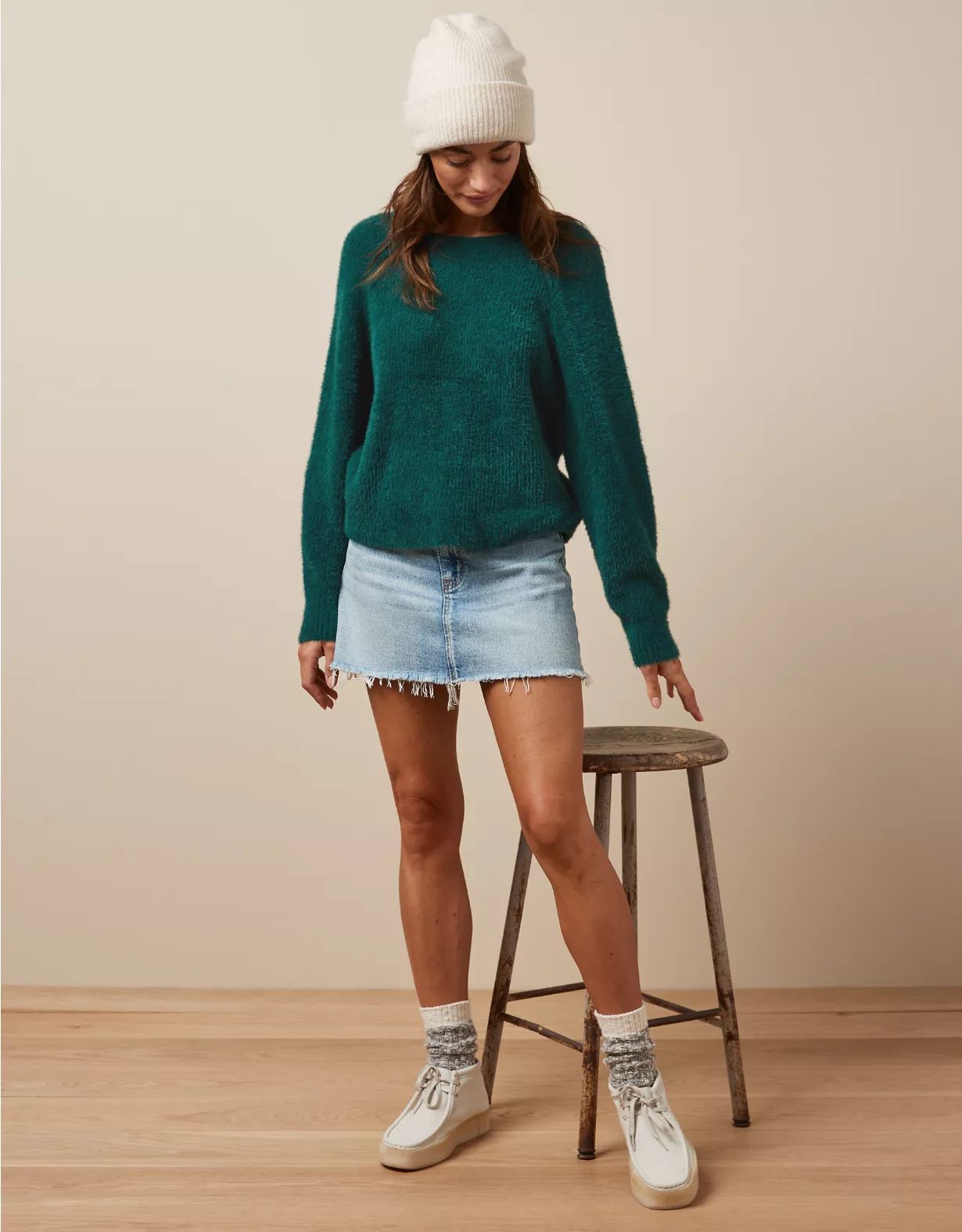 AE Twist-Back Eyelash-Knit Sweater | American Eagle Outfitters (US & CA)