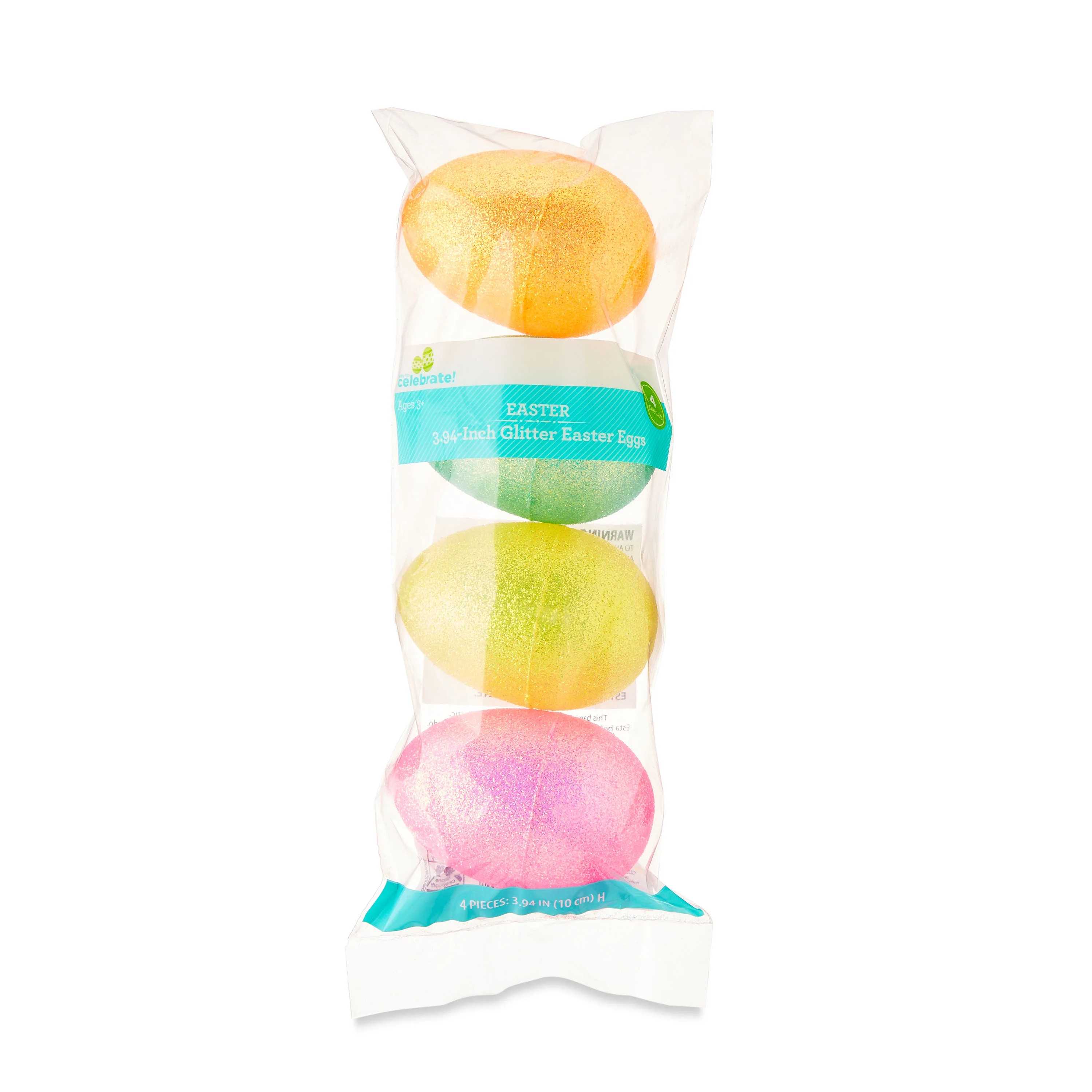 Easter Fluorescent Glitter Plastic Fillable Eggs, 3.94 in, 4 Count, by Way To Celebrate - Walmart... | Walmart (US)