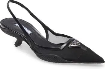 Triangle Logo Pointed Toe Slingback Pump | Nordstrom