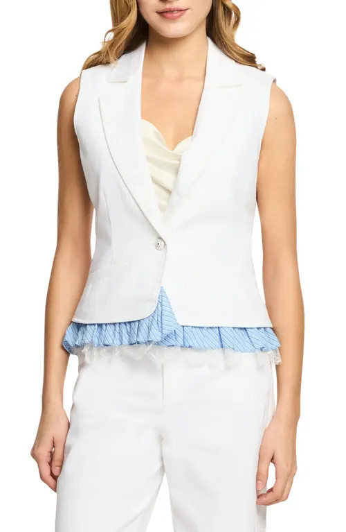 Cinq à Sept Jessie Ruffle Hem Vest in White/multi at Nordstrom, Size 6 | Nordstrom